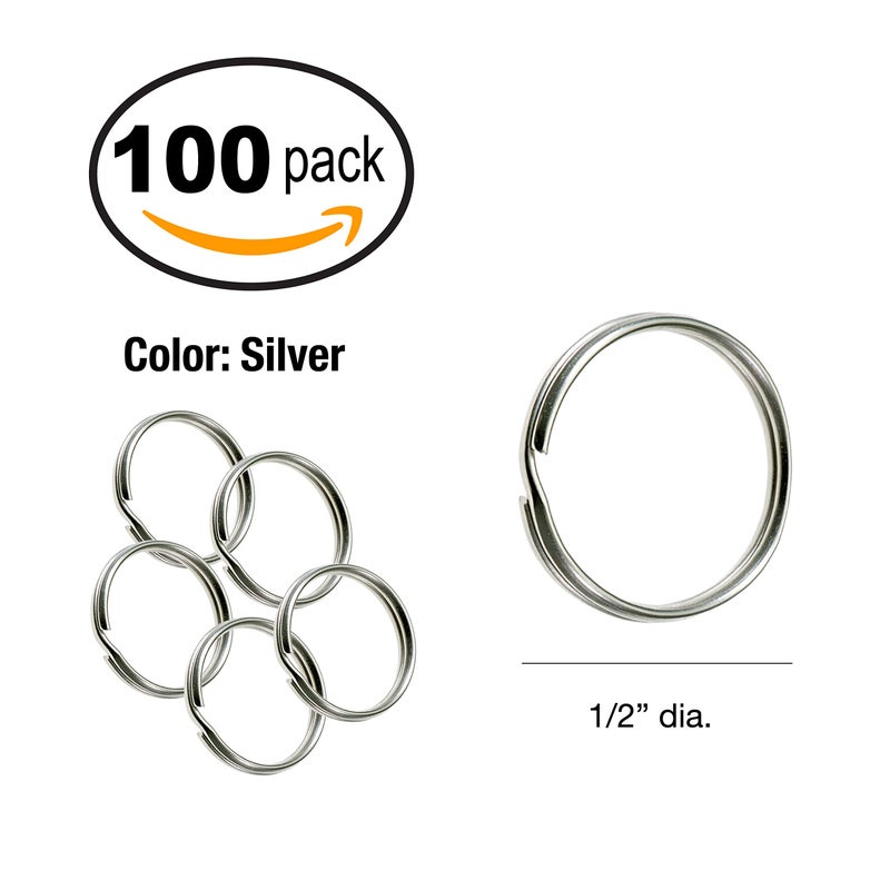 Lucky Line Â½â€ Split Key Ring Bulk Nickel-Plated Tempered Steel, Heavy Duty Metal Key Chain Ring for Cars, Crafts, Lanyards, 100 Per Box (76000) - Image 5